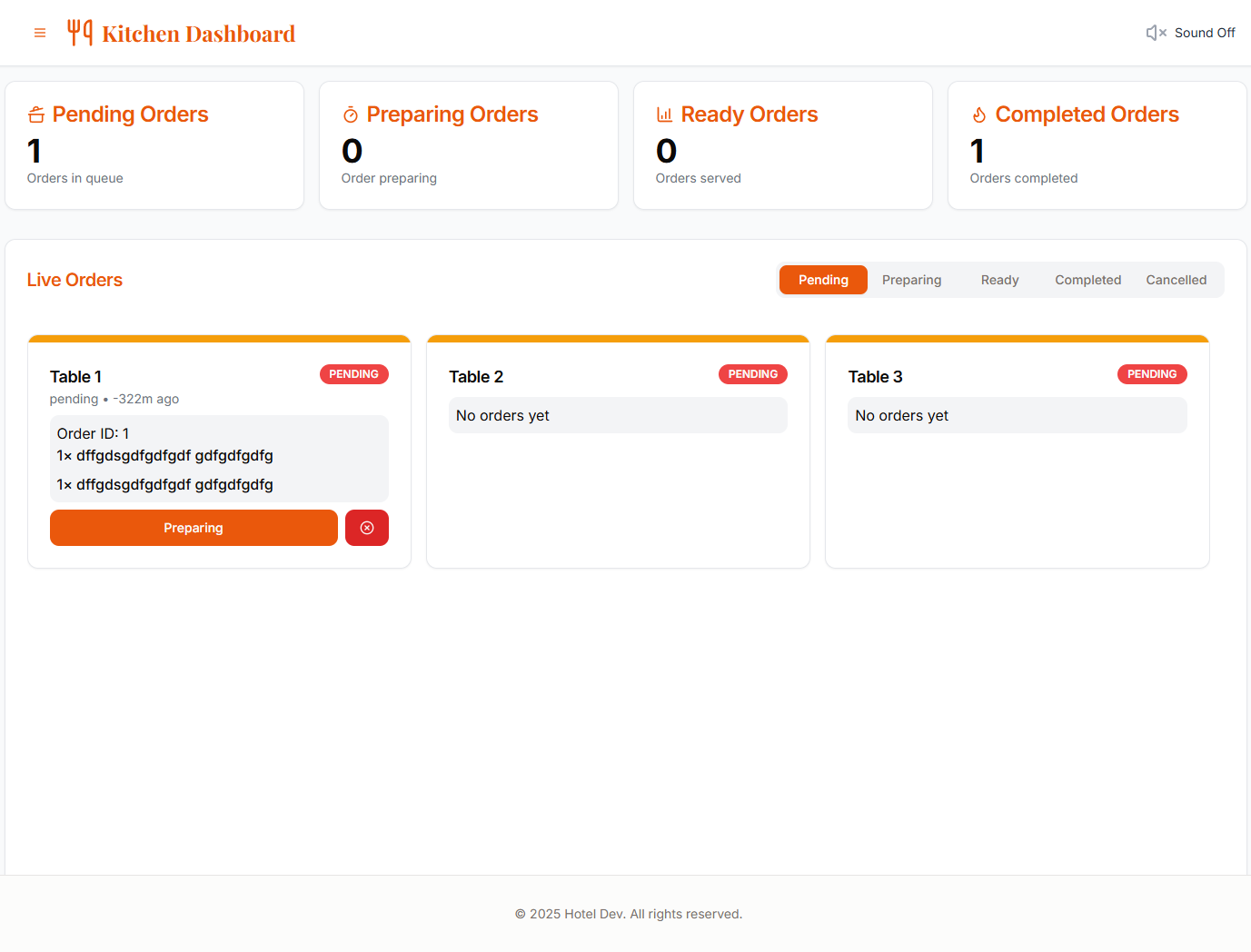 Kitchen Staff interface preview